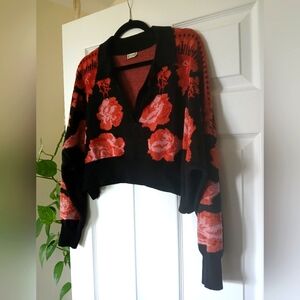 Free people cropped floral sweater
